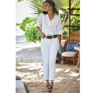 Soft Surroundings White The Ultimate Straight Cropped Jeans